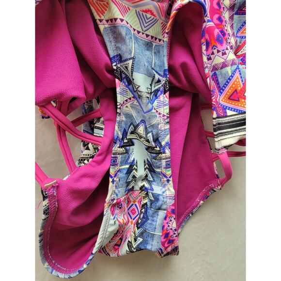 Tinibikini Pink Multi Color One Piece Swimwear Size Medium NWOT - Picture 7 of 15